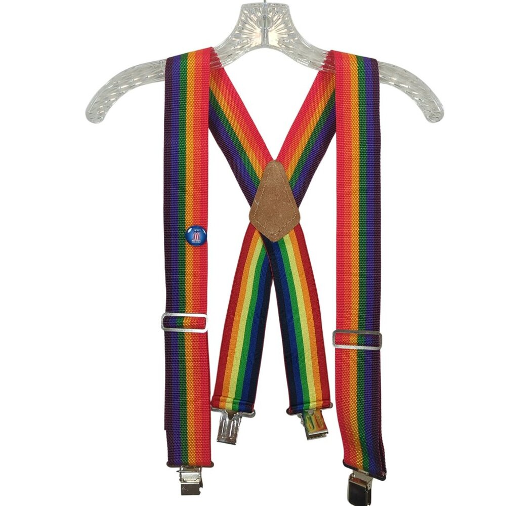McGuire-Nicholas Rainbow Suspenders Adjustable Workwear Braces Heavy Duty ClipOn